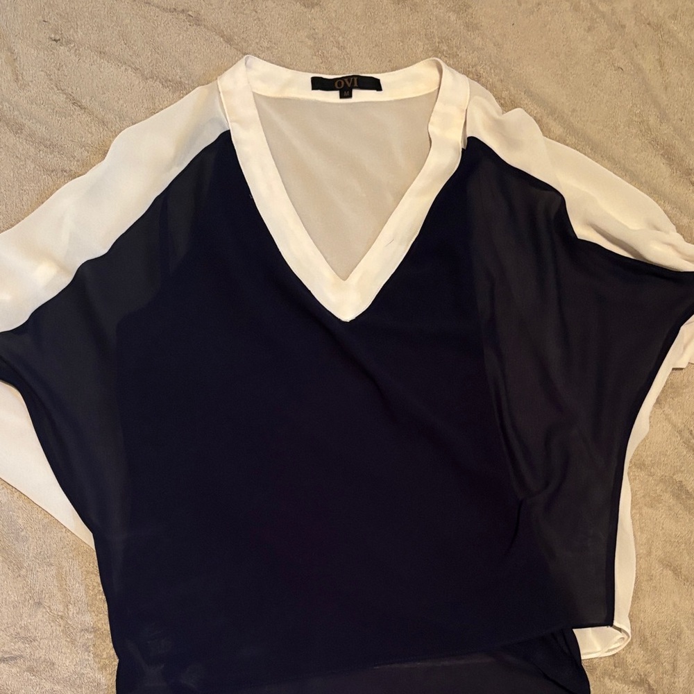 Ovi Women's Elegant Black and White Blouse